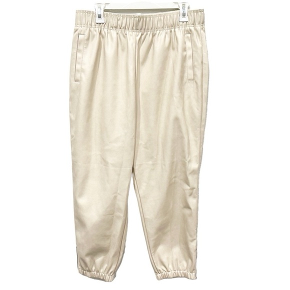 Avec Les Filles Pants Women's Large Ivory Faux Leather Ankle zip Joggers - Picture 1 of 8
